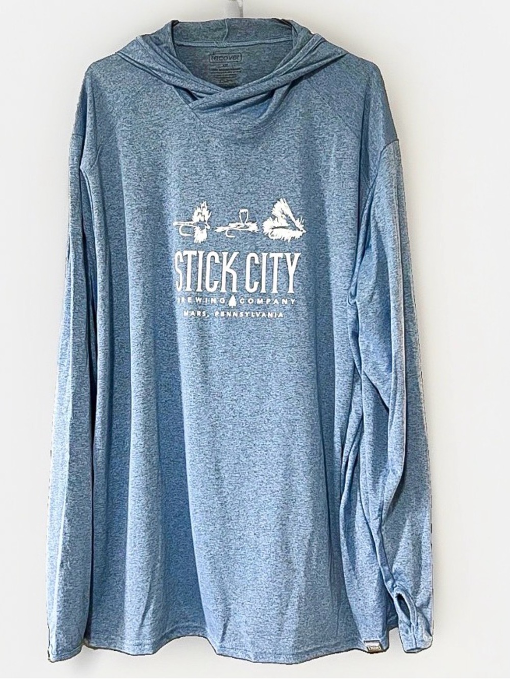 Stick City Brewery Men’s 2XL Long Sleeve Tee Fly Fishing Shirt Blue
